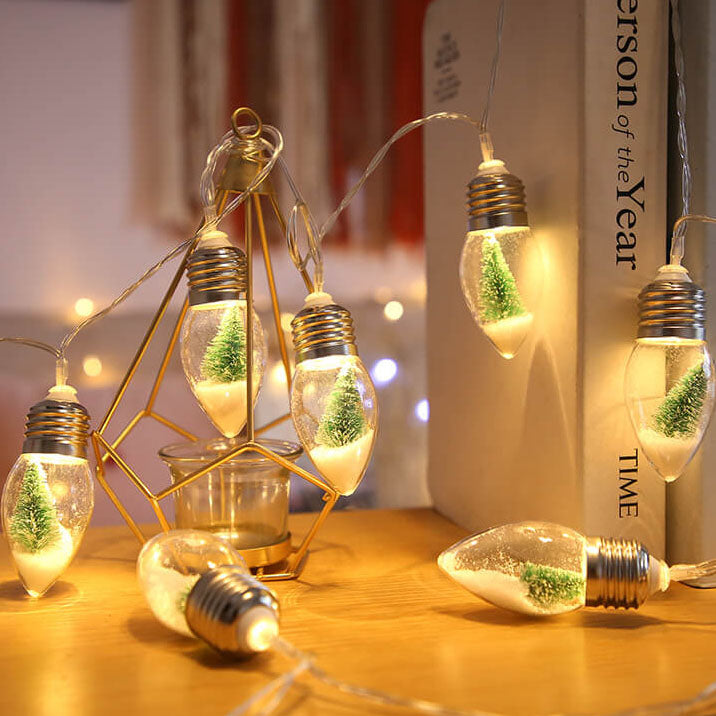 Skanto | LED Ønskebottle Glødelampe Juletre Snø Batteriboks Dekorativ Snorlys