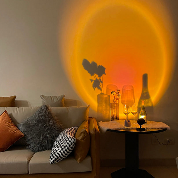 SunsetLuxe - Retro Sunset Bordlampe | Varm LED Ambient Belysning for Soverom og Stue | Skanto