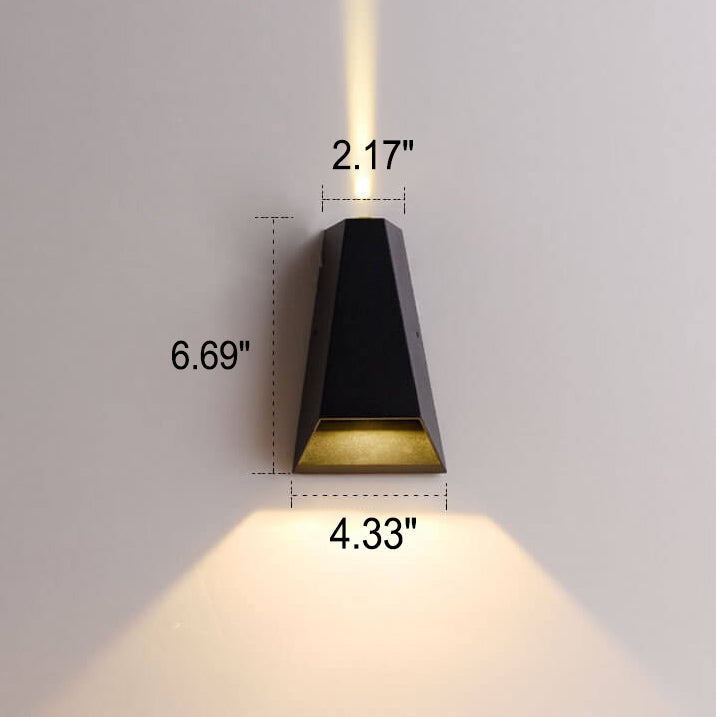 Moderne, kreativ trapesformet LED-utevegglampe med oppover- og nedoverrettet belysning