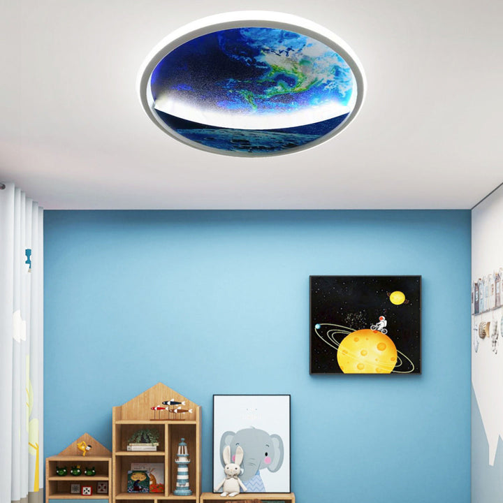 Skanto | Modern Art Deco Planet Earth Rund Silikon Jern LED Taklampe For Stue