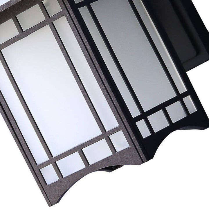 Moderne vanntette solcelle aluminiums kinesisk paviljong form 1-ledd vegglampe | Skanto