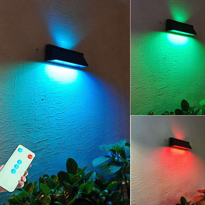Utendørs solbelyst vanntett rektangulær skrå LED terrassevegglampe | Skanto