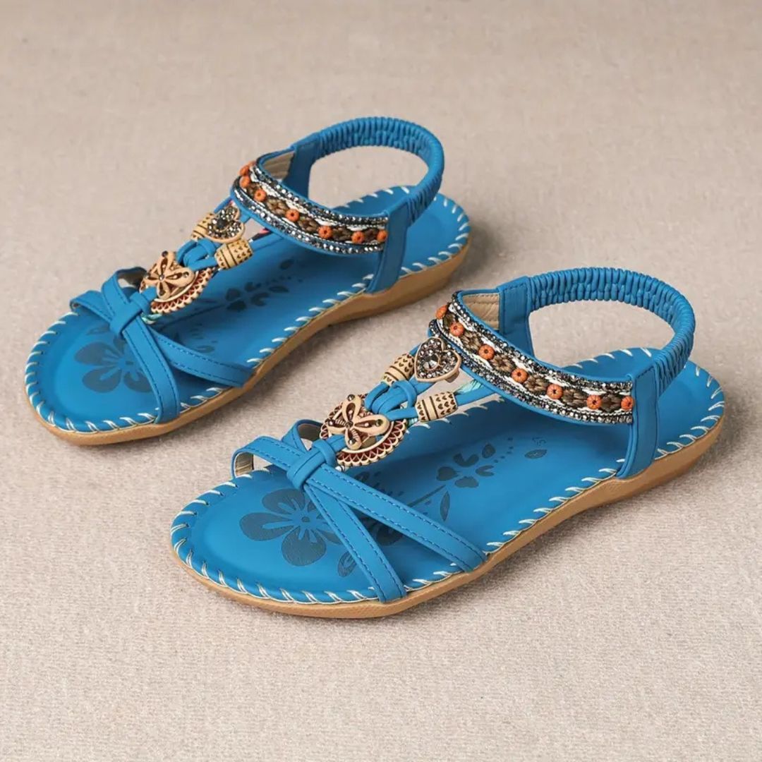 Zeyla – Boho Strass-sommerfugl-flate sandaler