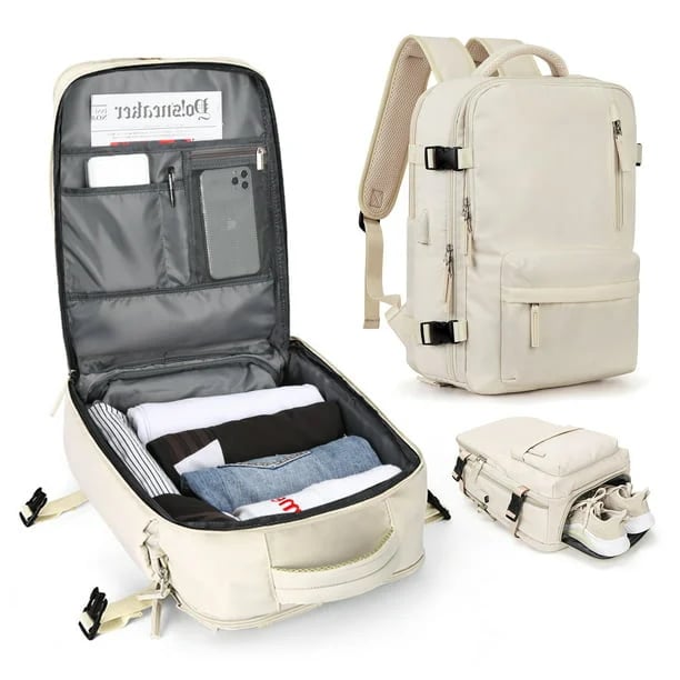 Norvo | Travelliva Kvinners Reise Ryggsekk 35 L | Vanntett & med USB-port | Tyverisikker & Skorom | For Fotturer, Daglig Bruk & Reise