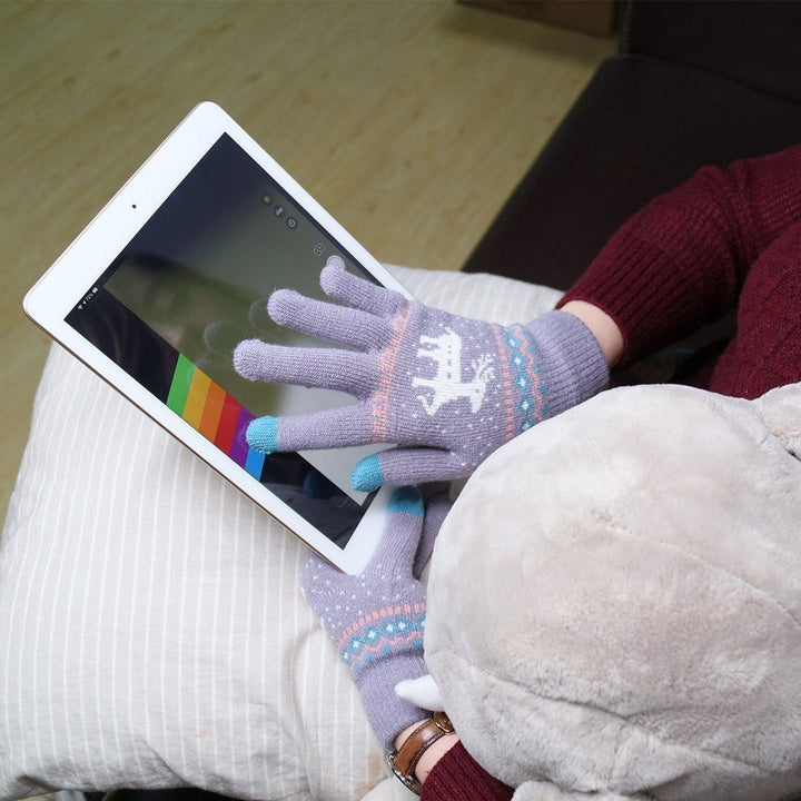 Skanto | Elg Snøfnuggtrykt Strikket Touchscreen Hanske