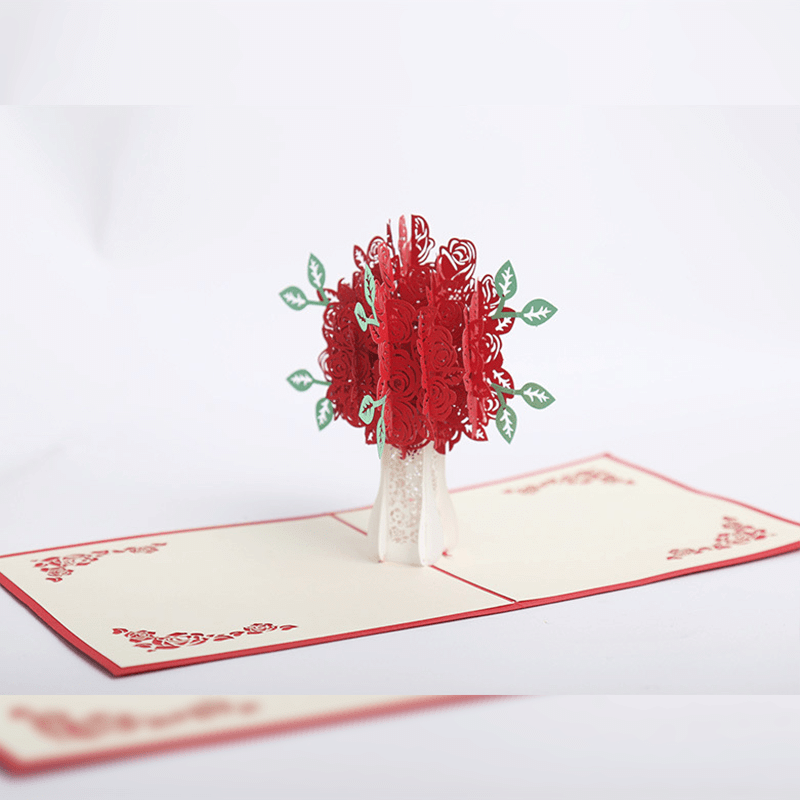 Skanto | Romantisk Rosebukett Pop-Up Kort