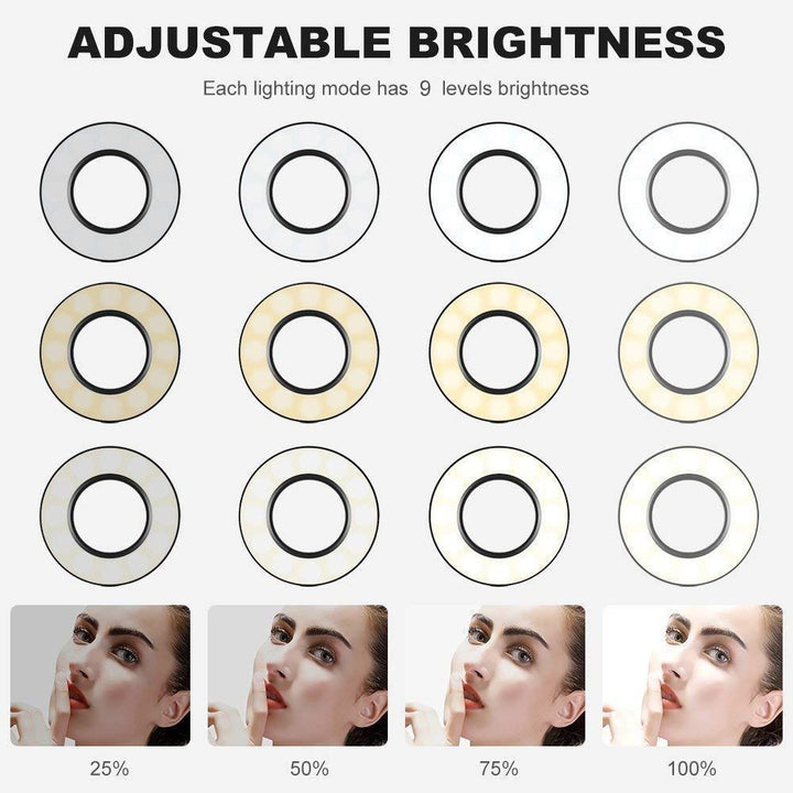 Skanto | Selfie Ring Light med mobiltelefonholder stativ
