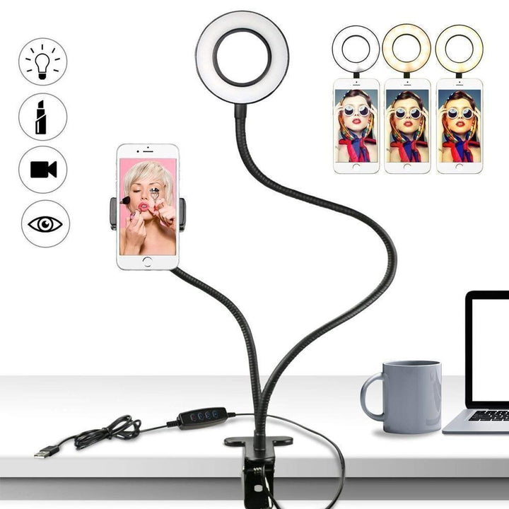 Skanto | Selfie Ring Light med mobiltelefonholder stativ