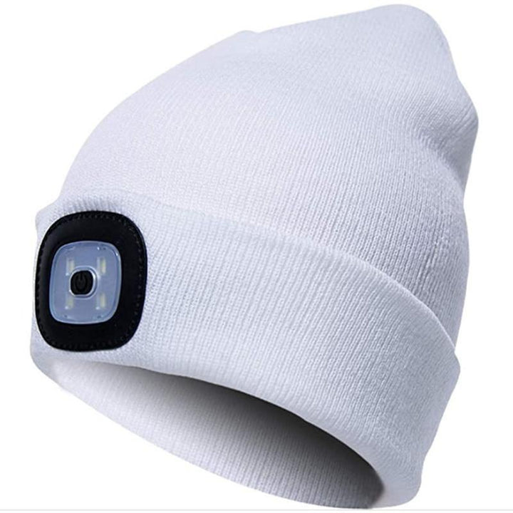 Skanto | Unisex Vinter Varme Strikket Hatt Hode Lommelykt Kappe