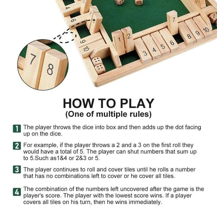 Skanto | 4-Spiller Shut The Box Bordspill Terning Spill