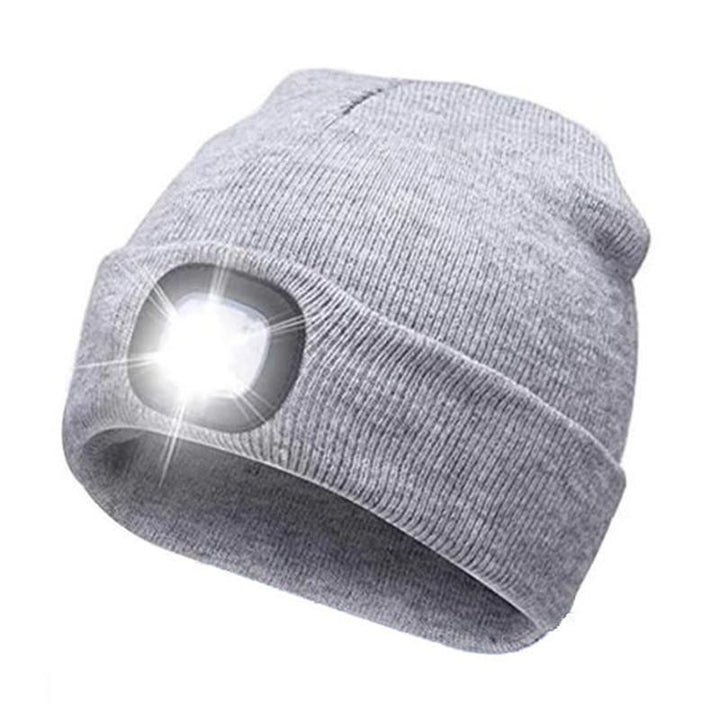 Skanto | Unisex Vinter Varme Strikket Hatt Hode Lommelykt Kappe
