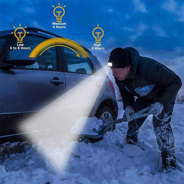 Skanto | Unisex Vinter Varme Strikket Hatt Hode Lommelykt Kappe
