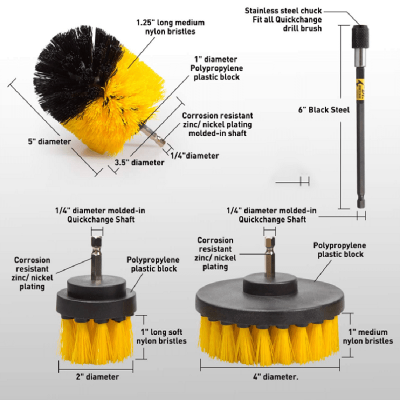 Norvo | Bad Gulv Kjøkken Bil Vedlikehold Rengjøringsbørste, Trådløs Bormaskin IKKE Inkludert