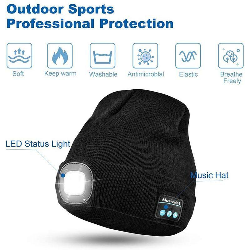 Skanto | Oppgradert Unisex Musikalsk Bluetooth LED Lue