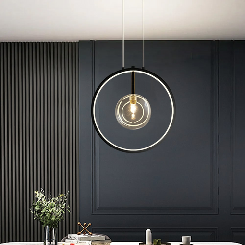 Skanto | Minimalistisk Glass Ball Pendellampe Svart