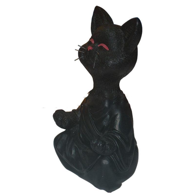 Skanto | Lekker svart Buddha katt figur meditasjon yoga samleobjekt glad katt dekor hjem hagedekorasjon hageornament