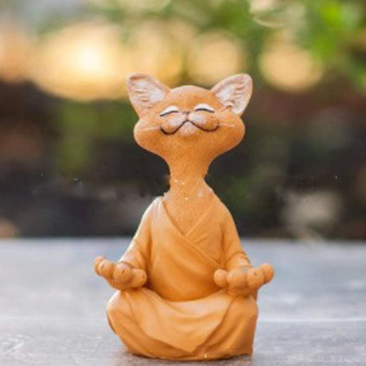 Skanto | Lekker svart Buddha katt figur meditasjon yoga samleobjekt glad katt dekor hjem hagedekorasjon hageornament