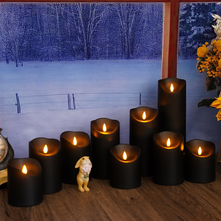 Skanto | GlowLuxe Flameless LED Lys Sett (9-delt) – Med Fjernkontroll og Glitterfinish