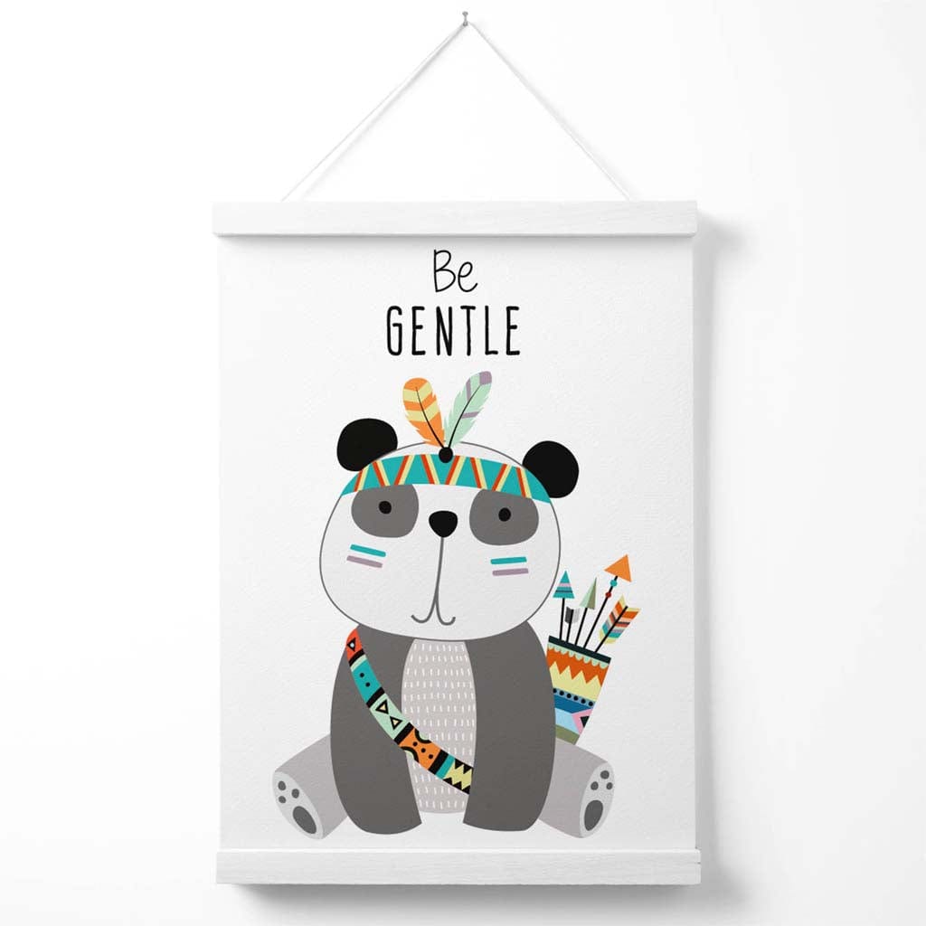 Plakat med panda-sitat «Vær snill» (med oppheng)