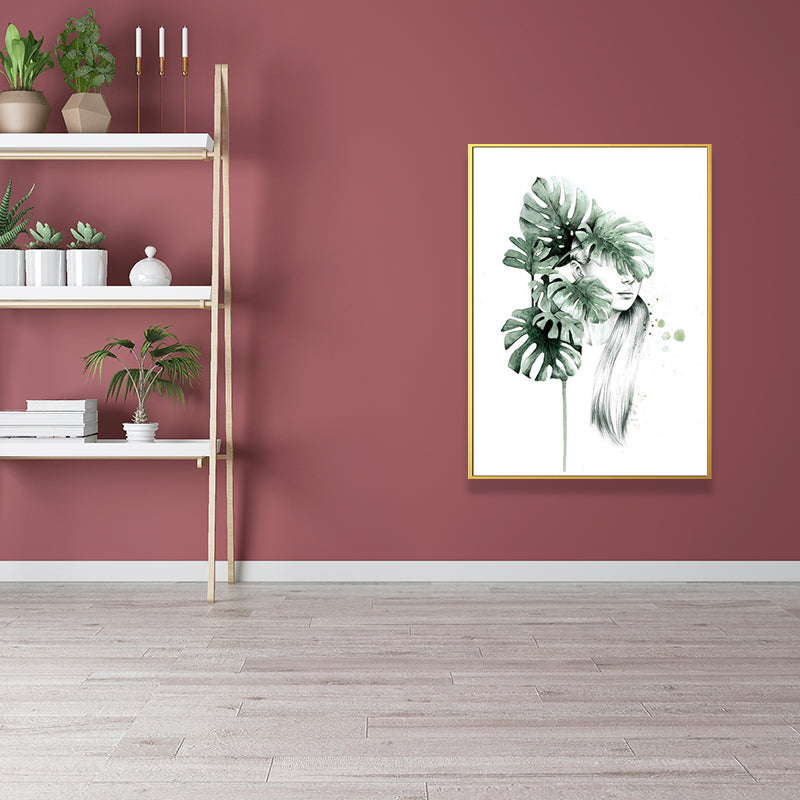 Norvo | Teksturert figur- og botanisk maleri lerret Glam-stil vegkunst dekor for badet