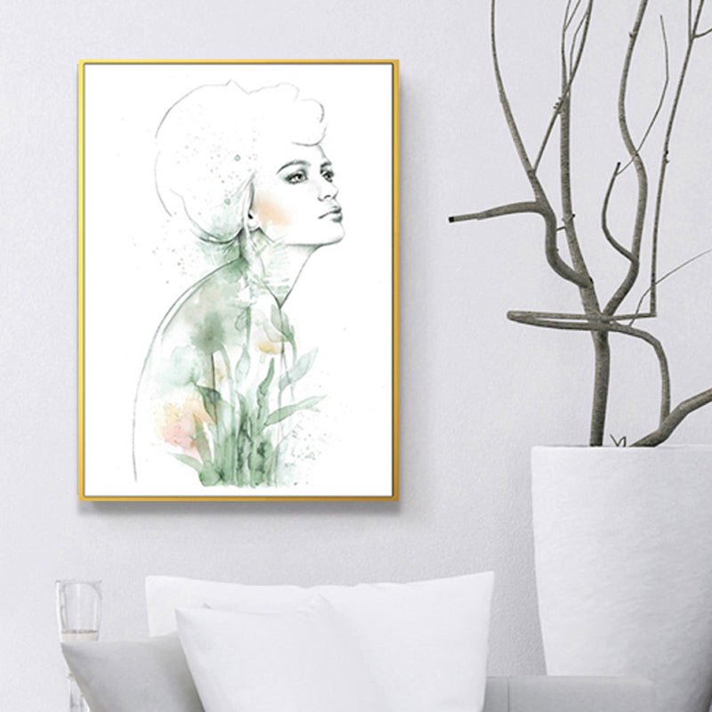 Norvo | Teksturert figur- og botanisk maleri lerret Glam-stil vegkunst dekor for badet