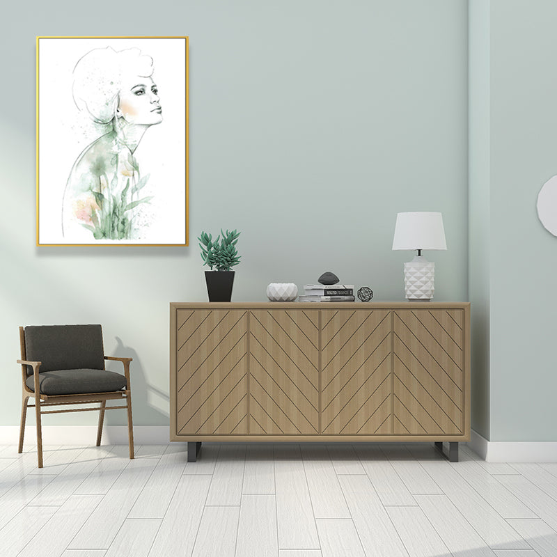 Norvo | Teksturert figur- og botanisk maleri lerret Glam-stil vegkunst dekor for badet