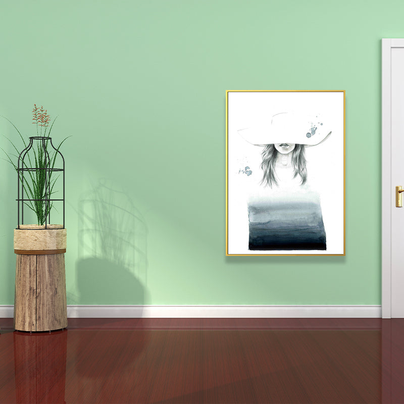 Norvo | Teksturert figur- og botanisk maleri lerret Glam-stil vegkunst dekor for badet
