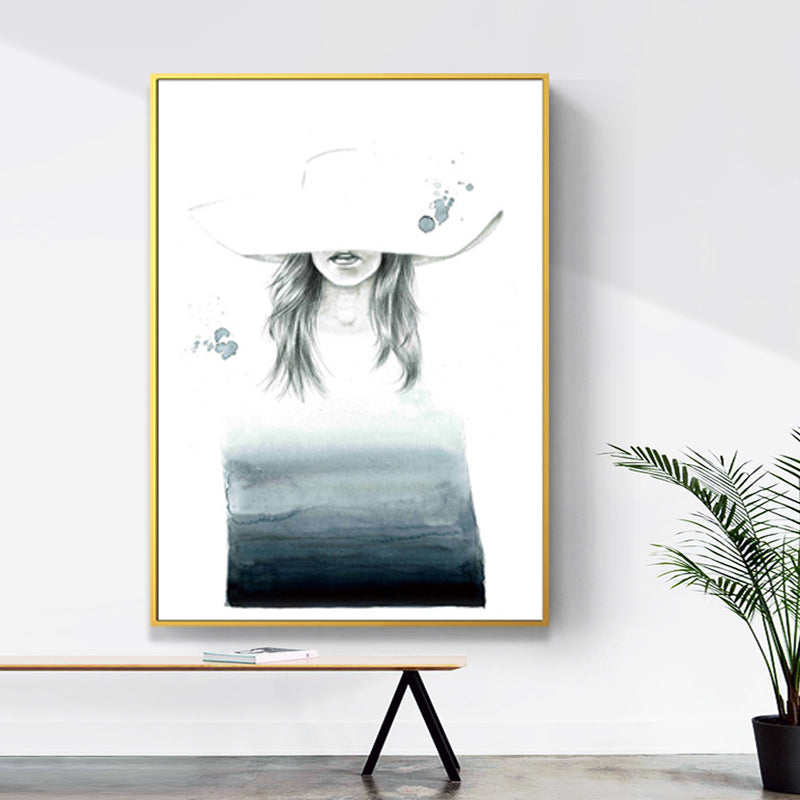 Norvo | Teksturert figur- og botanisk maleri lerret Glam-stil vegkunst dekor for badet