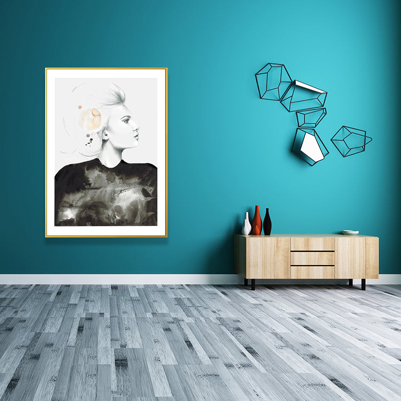 Norvo | Teksturert figur- og botanisk maleri lerret Glam-stil vegkunst dekor for badet