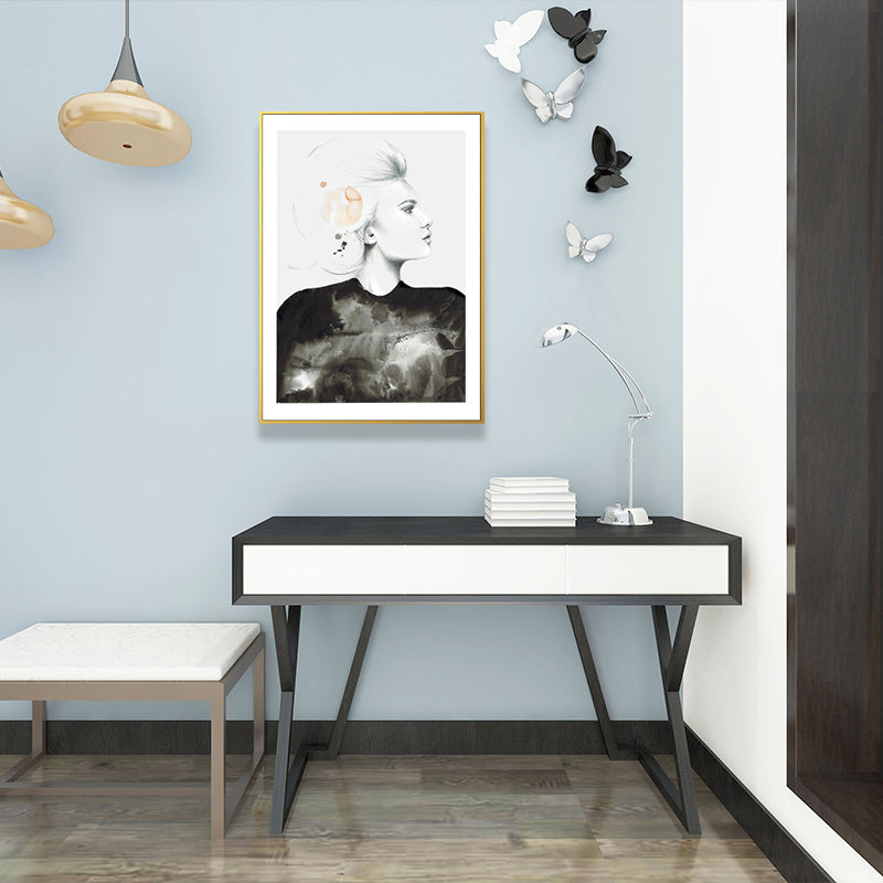 Norvo | Teksturert figur- og botanisk maleri lerret Glam-stil vegkunst dekor for badet