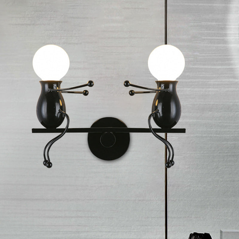 Skanto | Svart/Hvit/Rød Barnslig Veggmontert Lampe Barn 2 Hoder Metall Vegglys med Svingarm