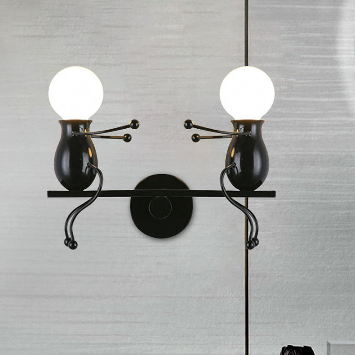 Skanto | Svart/Hvit/Rød Barnslig Veggmontert Lampe Barn 2 Hoder Metall Vegglys med Svingarm