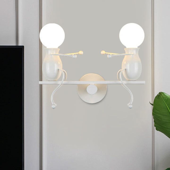 Skanto | Svart/Hvit/Rød Barnslig Veggmontert Lampe Barn 2 Hoder Metall Vegglys med Svingarm