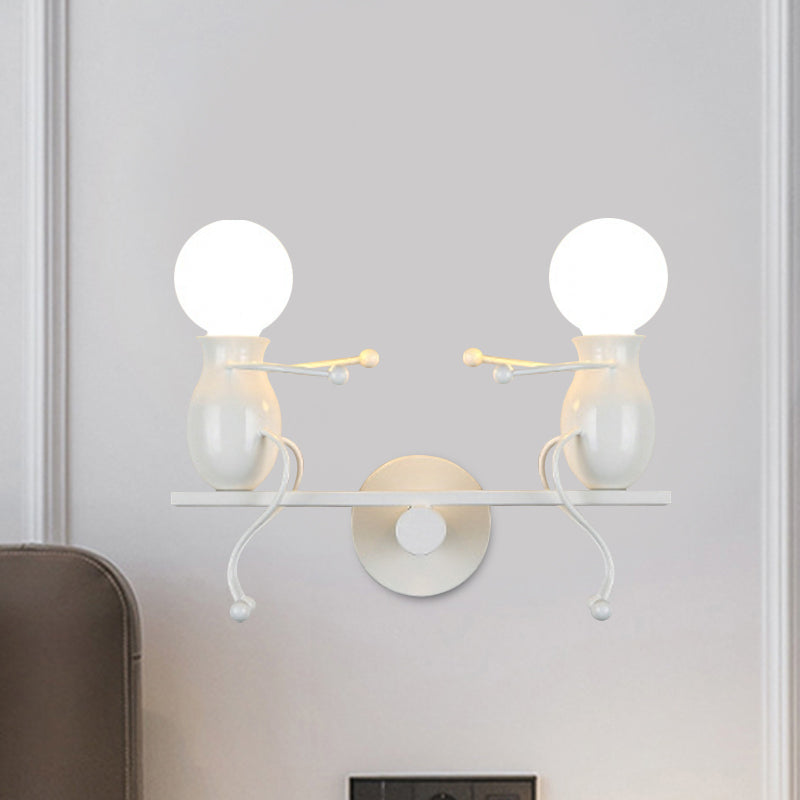 Skanto | Svart/Hvit/Rød Barnslig Veggmontert Lampe Barn 2 Hoder Metall Vegglys med Svingarm