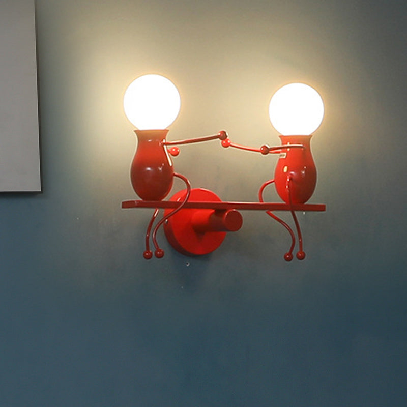 Skanto | Svart/Hvit/Rød Barnslig Veggmontert Lampe Barn 2 Hoder Metall Vegglys med Svingarm