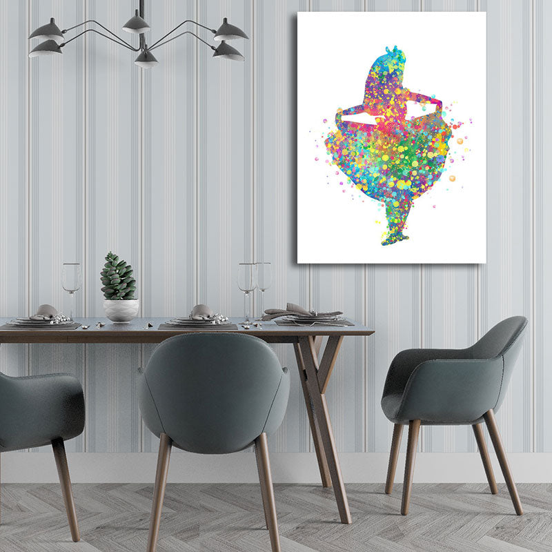 Norvo | Barne Stil Dansere Lerretskunst Multicolor Teksturert Veggdekorasjon for Stuen