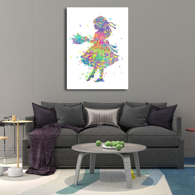 Norvo | Barne Stil Dansere Lerretskunst Multicolor Teksturert Veggdekorasjon for Stuen