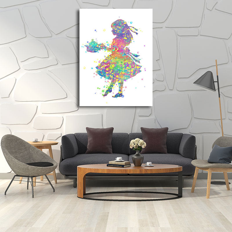 Norvo | Barne Stil Dansere Lerretskunst Multicolor Teksturert Veggdekorasjon for Stuen