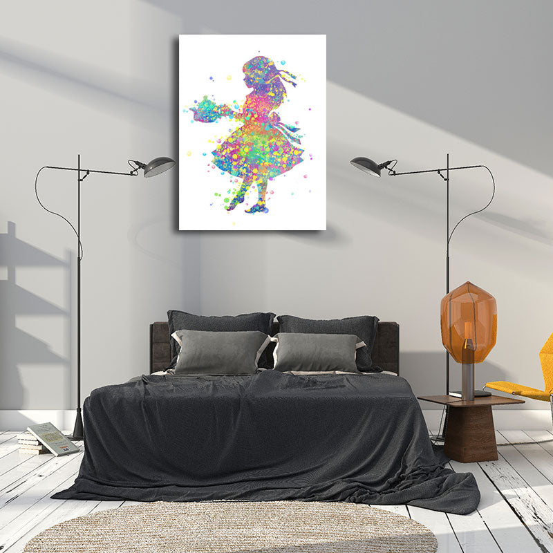 Norvo | Barne Stil Dansere Lerretskunst Multicolor Teksturert Veggdekorasjon for Stuen