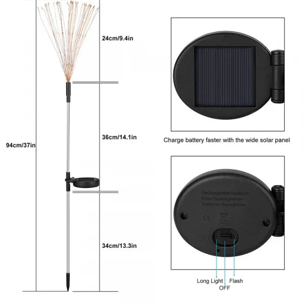 4-pack Solarskudds-hagebelysning – Værbestandig LED-dekorasjonsbelysning, solvarmet for hage og terrasse