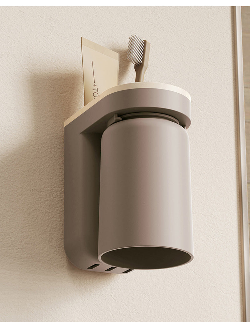 DuoClean 2-i-1 Veggmontert for Tannbørste og Kopp – Smart Lagring Uten Boring Skanto