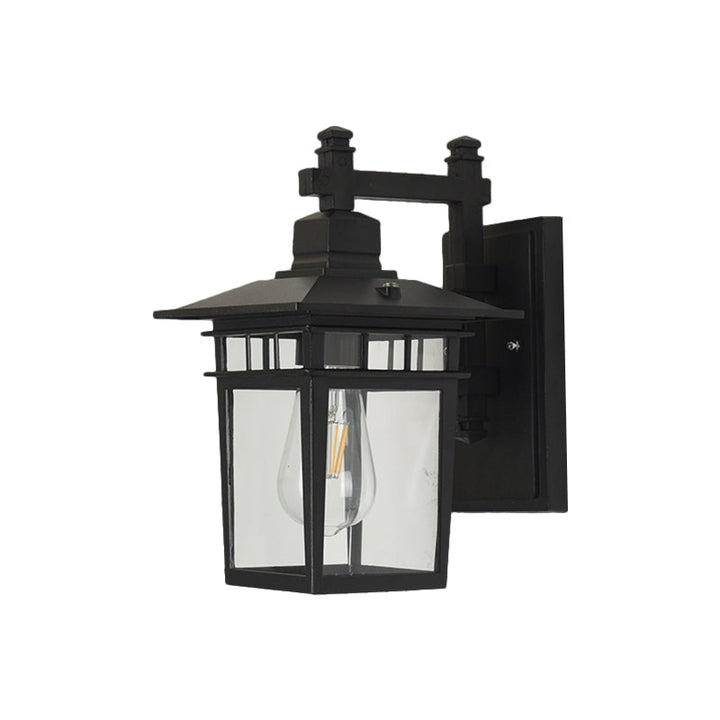 Pavilion Klart Glass Veggbelysning Industriell 1-Amper Utendørs Veggmontert Lampe i Svart | Skanto