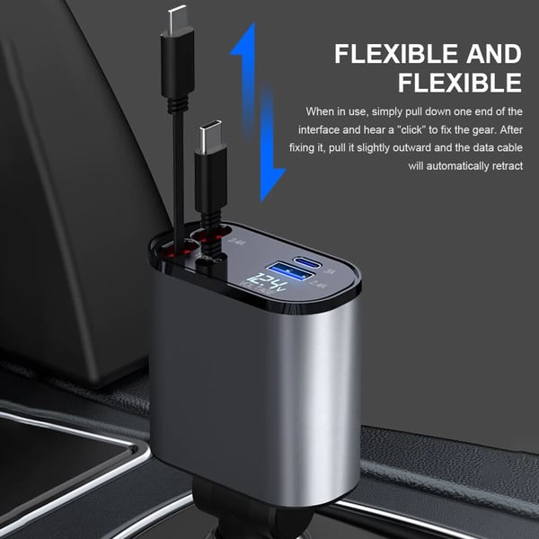 Skanto | VoltEdge Utvidbar Bil Lader – Universell Hurtiglader 80 cm