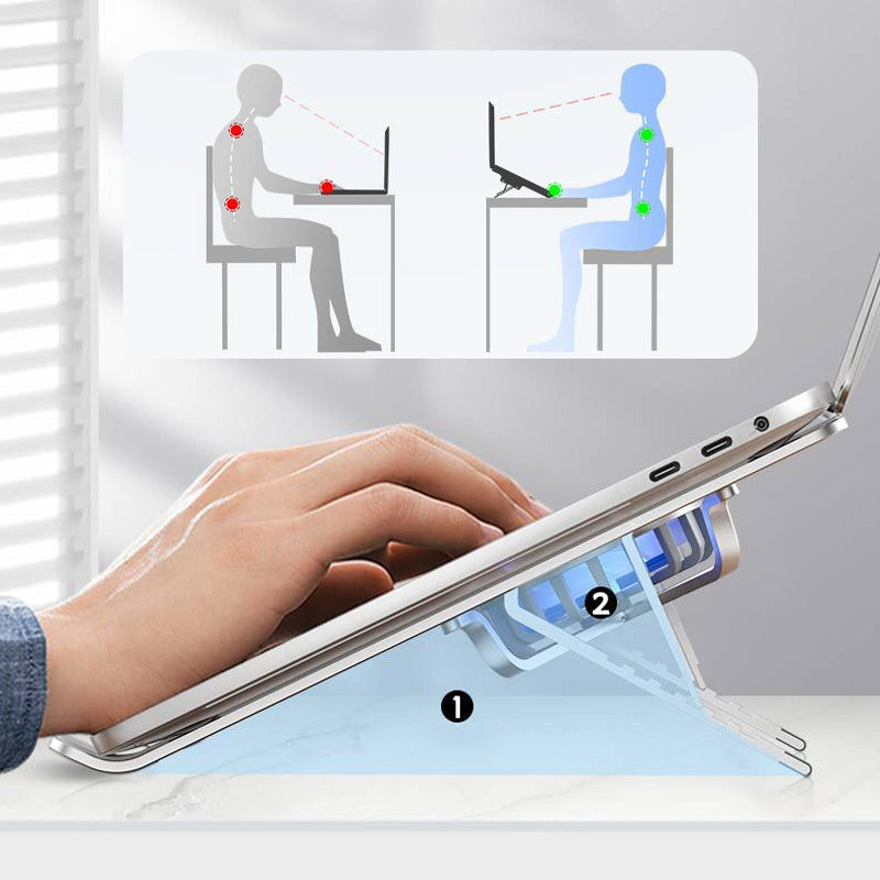 Skanto | Laptop Høydejusterbar Holder med Kjøleventilator