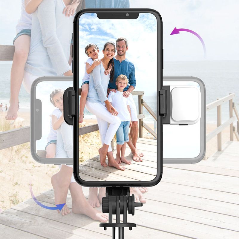 Skanto | Bluetooth Selfie Stick Stativ med Telefonstativ og Skjønnhetsutfyllingsbelysning