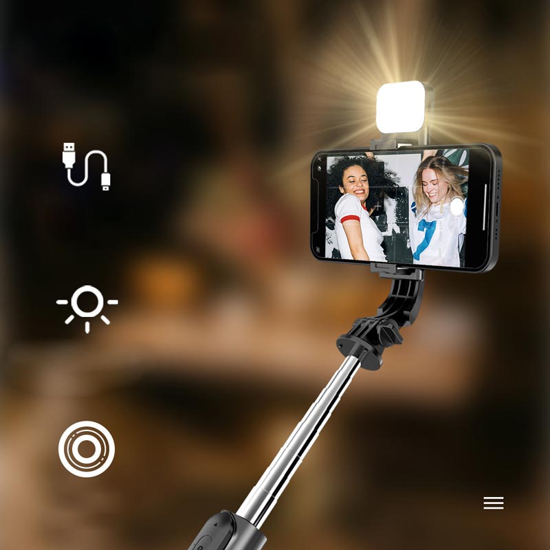 Skanto | Bluetooth Selfie Stick Stativ med Telefonstativ og Skjønnhetsutfyllingsbelysning
