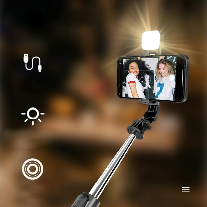 Skanto | Bluetooth Selfie Stick Stativ med Telefonstativ og Skjønnhetsutfyllingsbelysning