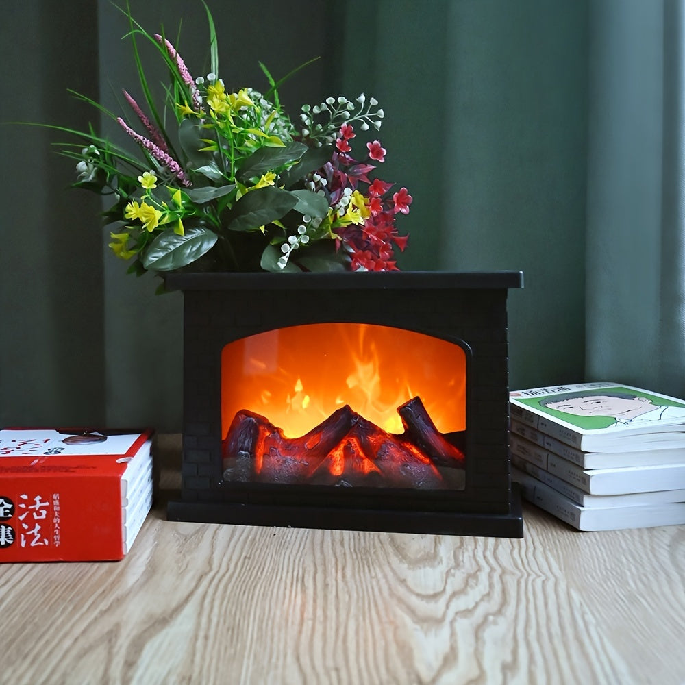 Norvo | Koselig rektangulær peis lantern lykt lampe - Realistisk simulasjonsflamme lys