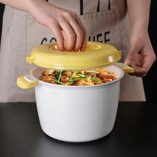 Norvo | Mikrobølgeovn Riskskaper og Dampkoker – Allsidig Grønnsaksdampere, Pasta- Maker, Suppe- og Trykkoker, Multifunksjons Kjøkkenbolle