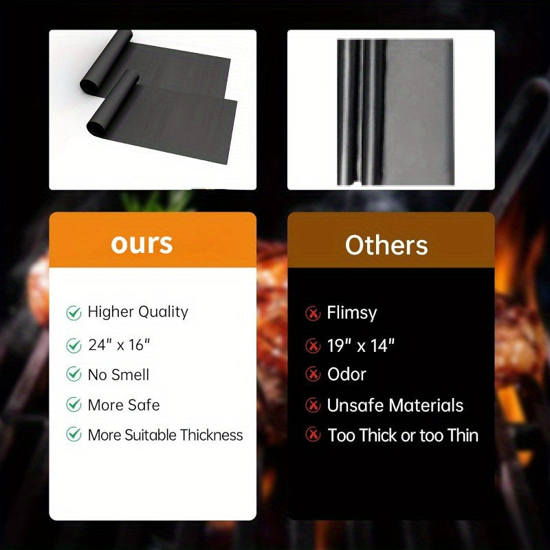 Norvo | 2-pakning Premium Tyngdeovn Matter - Non-stick, BPA- & PFOA-fri, Varmebestandig | Enkelt å rengjøre, 16x24 tommer tykke ovnmatter for elektriske, gass-, brødrister-, konveksjons-, mikrobølgeovner, grill | Holdbare BBQ-tilbehør